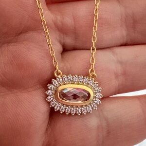 Freida Rothman Pineapple cut Pendant Necklace | Sterling Silver 14K Gold Overlay